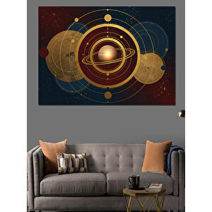 Gezegenler Ve Yıldız Haritası Dekoratif Kanvas - Mdf Ahşap Tablo 100x140 cm