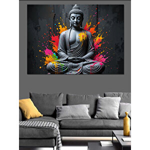 Lotus Pozunda Buda Dekoratif Kanvas - Mdf Ahşap Tablo 100x140 cm