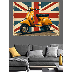 Birleşik Krallık Vespa İllüstrasyonu Dekoratif Kanvas - Mdf Ahşap Tablo 25x35 cm