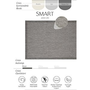 Smart 2004 Gri Kilim Halı Yıkanabilir İnce Kaymaz Taban Halı Dokuma Yazlık Balkon Kilimi 160x230 cm
