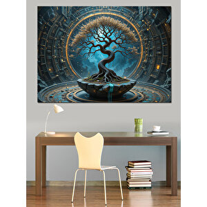 Zaman Döngüsü Ağacı Dekoratif Kanvas - Mdf Ahşap Tablo 35x50 cm