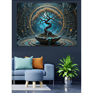 Zaman Döngüsü Ağacı Dekoratif Kanvas - Mdf Ahşap Tablo 25x35 cm