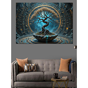 Zaman Döngüsü Ağacı Dekoratif Kanvas - Mdf Ahşap Tablo 25x35 cm