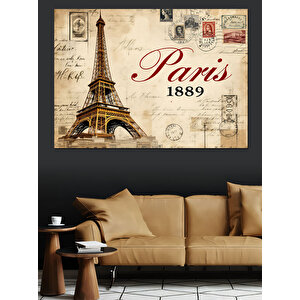 Paris 1889 Retro Poster Dekoratif Kanvas - Mdf Ahşap Tablo 35x50 cm