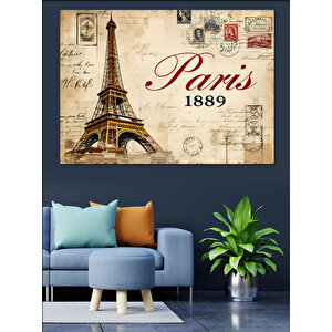 Paris 1889 Retro Poster Dekoratif Kanvas - Mdf Ahşap Tablo 35x50 cm