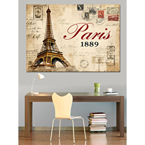 Paris 1889 Retro Poster Dekoratif Kanvas - Mdf Ahşap Tablo