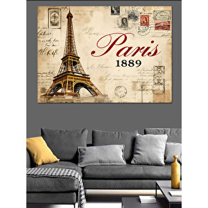 Paris 1889 Retro Poster Dekoratif Kanvas - Mdf Ahşap Tablo 100x140 cm