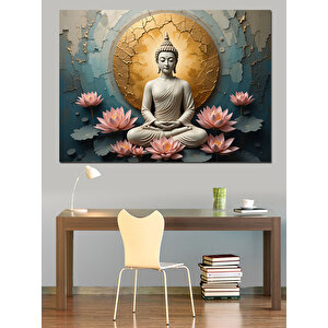 Lotus Üstünde Buda Dekoratif Kanvas - Mdf Ahşap Tablo