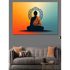 Lotus Duruşlu Meditasyon Dekoratif Kanvas - Mdf Ahşap Tablo 25x35 cm