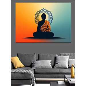Lotus Duruşlu Meditasyon Dekoratif Kanvas - Mdf Ahşap Tablo 25x35 cm