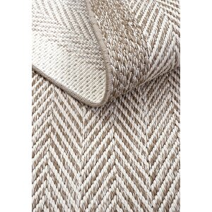 Cool Halı Smart 2001 Bej Kilim Halı Yıkanabilir İnce Kaymaz Taban Halı Dokuma Yazlık Balkon Kilimi