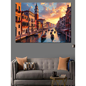 Venedik’te Gondol Manzarası Dekoratif Kanvas - Mdf Ahşap Tablo