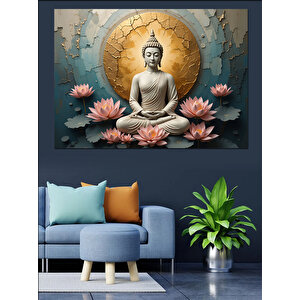 Lotus Üstünde Buda Dekoratif Kanvas - Mdf Ahşap Tablo 100x140 cm