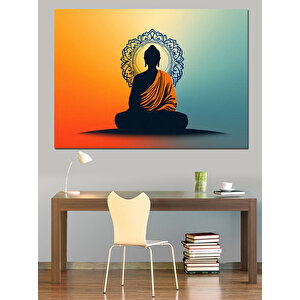 Lotus Duruşlu Meditasyon Dekoratif Kanvas - Mdf Ahşap Tablo 35x50 cm