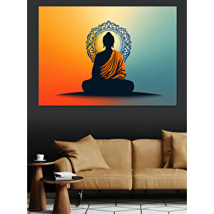 Lotus Duruşlu Meditasyon Dekoratif Kanvas - Mdf Ahşap Tablo