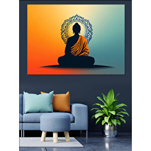 Lotus Duruşlu Meditasyon Dekoratif Kanvas - Mdf Ahşap Tablo