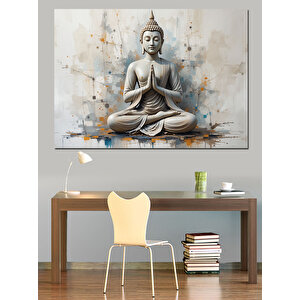 Lotus Pozunda Oturan Buda Dekoratif Kanvas - Mdf Ahşap Tablo 35x50 cm