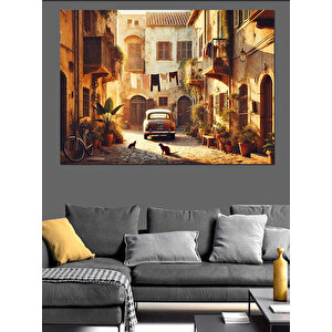 Tarihi Dar Sokak Dekoratif Kanvas - Mdf Ahşap Tablo