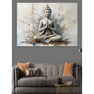 Lotus Pozunda Oturan Buda Dekoratif Kanvas - Mdf Ahşap Tablo