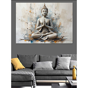 Lotus Pozunda Oturan Buda Dekoratif Kanvas - Mdf Ahşap Tablo 70x100 cm
