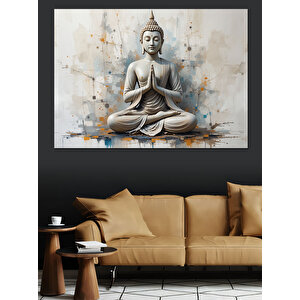 Lotus Pozunda Oturan Buda Dekoratif Kanvas - Mdf Ahşap Tablo 70x100 cm