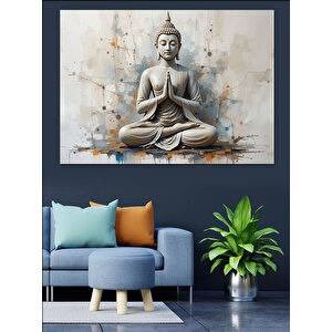 Lotus Pozunda Oturan Buda Dekoratif Kanvas - Mdf Ahşap Tablo