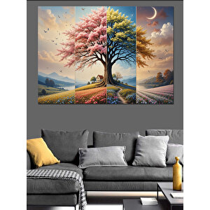 Mevsim Geçişleri Ağacı Dekoratif Kanvas - Mdf Ahşap Tablo 70x100 cm