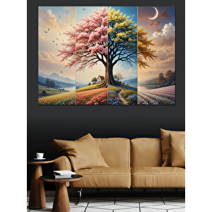 Mevsim Geçişleri Ağacı Dekoratif Kanvas - Mdf Ahşap Tablo 70x100 cm