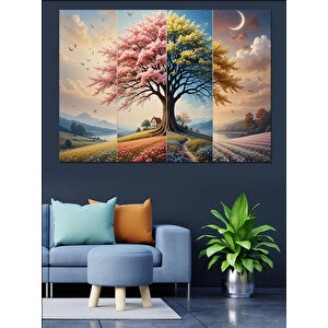 Mevsim Geçişleri Ağacı Dekoratif Kanvas - Mdf Ahşap Tablo 70x100 cm