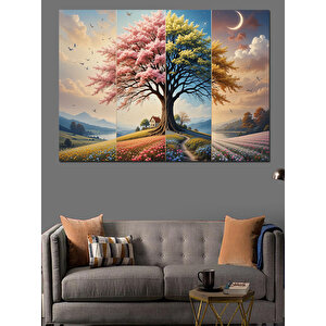 Mevsim Geçişleri Ağacı Dekoratif Kanvas - Mdf Ahşap Tablo