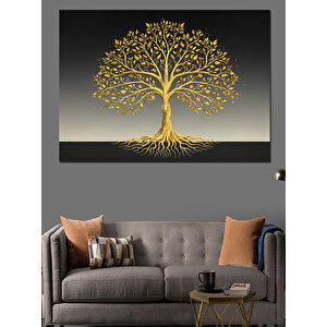 Altın Hayat Ağacı Dekoratif Kanvas - Mdf Ahşap Tablo 70x100 cm