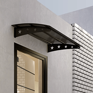 Pratik Metal Sundurma 290x100 Yıldız Serisi Kapı Üstü Sundurma Koruma Gölgelik Siyah - Bronz 290x100 cm