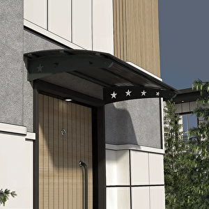 Pratik Metal Sundurma 290x100 Yıldız Serisi Kapı Üstü Sundurma Koruma Gölgelik Siyah - Bronz 290x100 cm