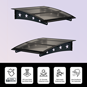 Pratik Metal Sundurma 290x100 Yıldız Serisi Kapı Üstü Sundurma Koruma Gölgelik Siyah - Bronz