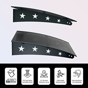 Pratik Metal Sundurma 290x100 Yıldız Serisi Kapı Üstü Sundurma Koruma Gölgelik Siyah - Bronz