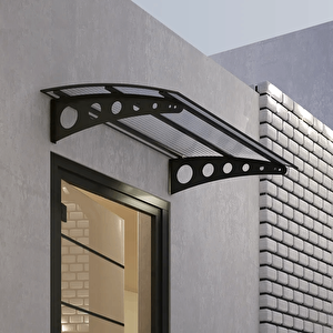 Pratik Metal Sundurma 120x100 Oval Serisi Kapı Üstü Sundurma Koruma Gölgelik Antrasit - Şeffaf 120x100 cm