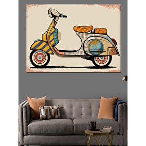 Retro Tarzda Vespa Dekoratif Kanvas - Mdf Ahşap Tablo 35x50 cm
