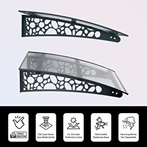 Pratik Metal Sundurma 240x100 Çakıl Taşı Serisi Kapı Üstü Sundurma Koruma Gölgelik Antrasit - Şeffaf