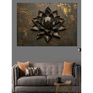 Altın Lotus Heykeli Dekoratif Kanvas - Mdf Ahşap Tablo