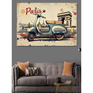 Paris Vespa Sokakları Dekoratif Kanvas - Mdf Ahşap Tablo