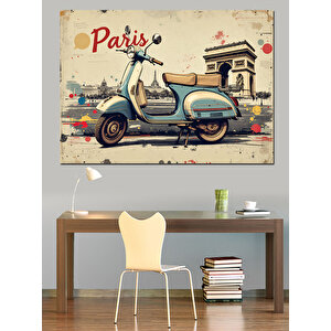 Paris Vespa Sokakları Dekoratif Kanvas - Mdf Ahşap Tablo