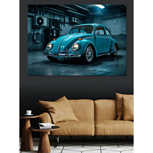 Mavi Vosvos Garajda Dekoratif Kanvas - Mdf Ahşap Tablo 25x35 cm