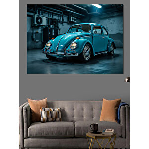 Mavi Vosvos Garajda Dekoratif Kanvas - Mdf Ahşap Tablo 25x35 cm