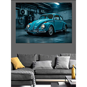 Mavi Vosvos Garajda Dekoratif Kanvas - Mdf Ahşap Tablo