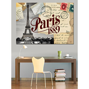 Paris 1889 Kartpostal Koleksiyonu Dekoratif Kanvas - Mdf Ahşap Tablo 70x100 cm