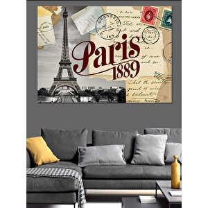 Paris 1889 Kartpostal Koleksiyonu Dekoratif Kanvas - Mdf Ahşap Tablo 70x100 cm