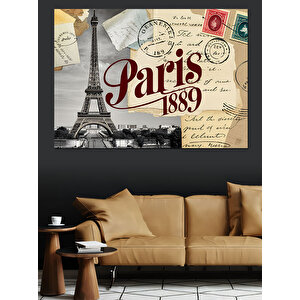 Paris 1889 Kartpostal Koleksiyonu Dekoratif Kanvas - Mdf Ahşap Tablo 70x100 cm
