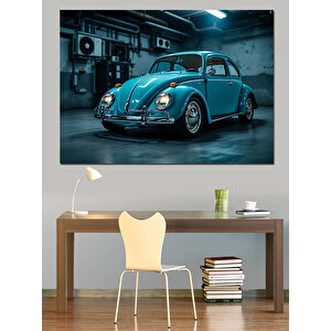 Mavi Vosvos Garajda Dekoratif Kanvas - Mdf Ahşap Tablo