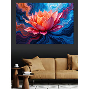 Soyut Lotus Deseni Dekoratif Kanvas - Mdf Ahşap Tablo 70x100 cm