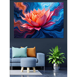 Soyut Lotus Deseni Dekoratif Kanvas - Mdf Ahşap Tablo 70x100 cm